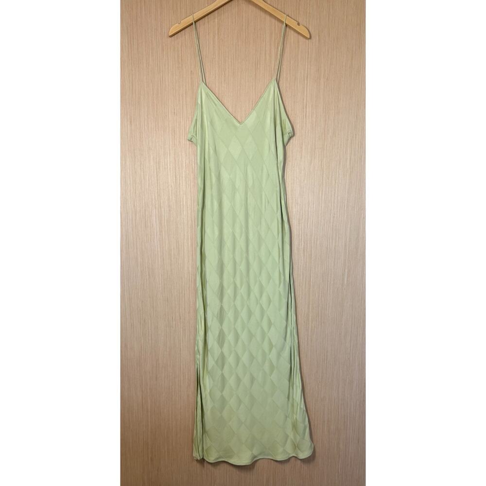 pistola Mint Green Diamond-Jacquard Slip Maxi Dress